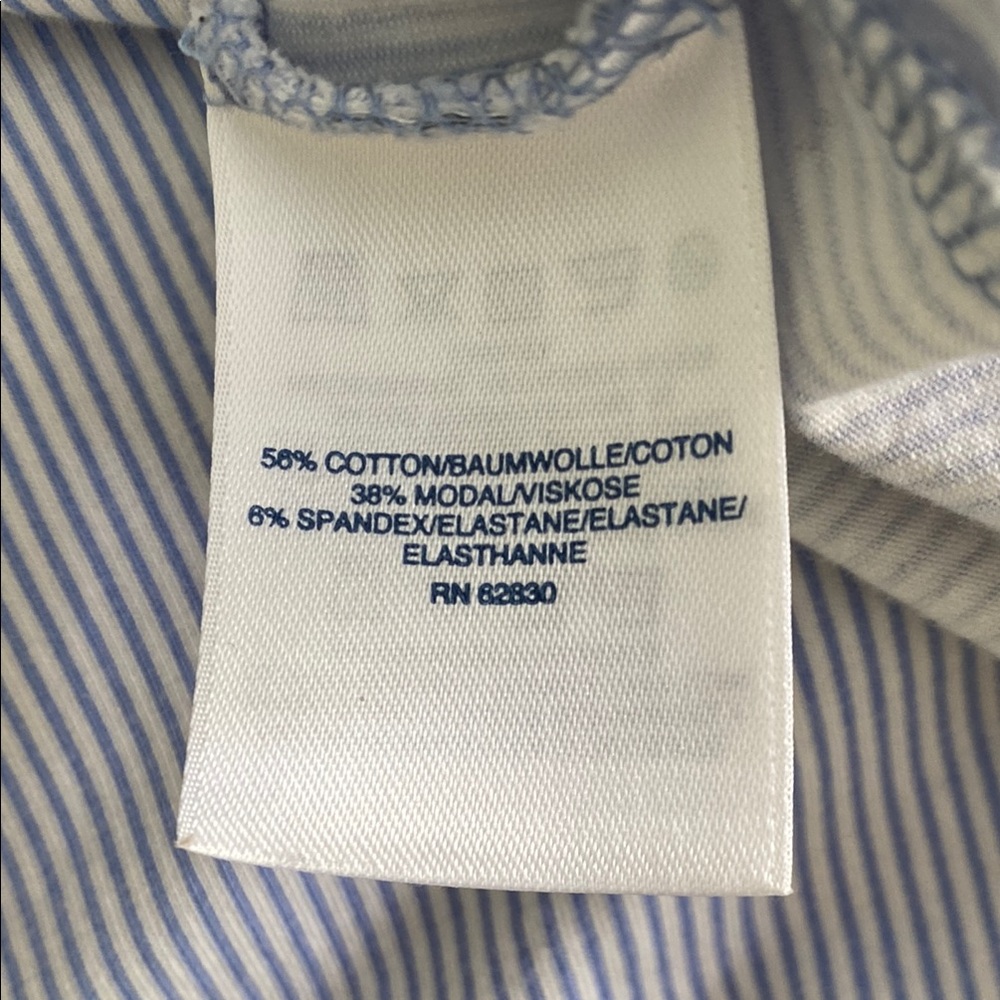 Lands' End Women's Blue Striped Button Down Shirt - Picture 5 of 6